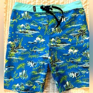 Hurley Blue Tropical Print Swim Shorts